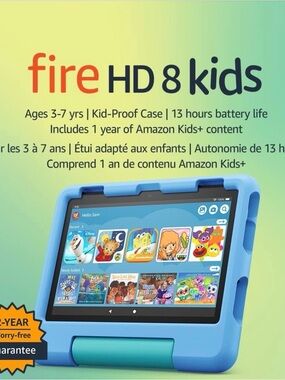 Amazon Fire HD 8 Kids Tablet - Light Blue Kid-Proof Case